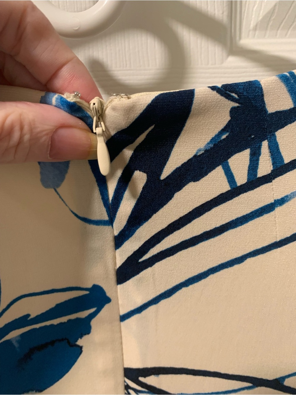 Calvin Klein Cream Maxi Dress with Blue Floral Print - Picture 5 of 5